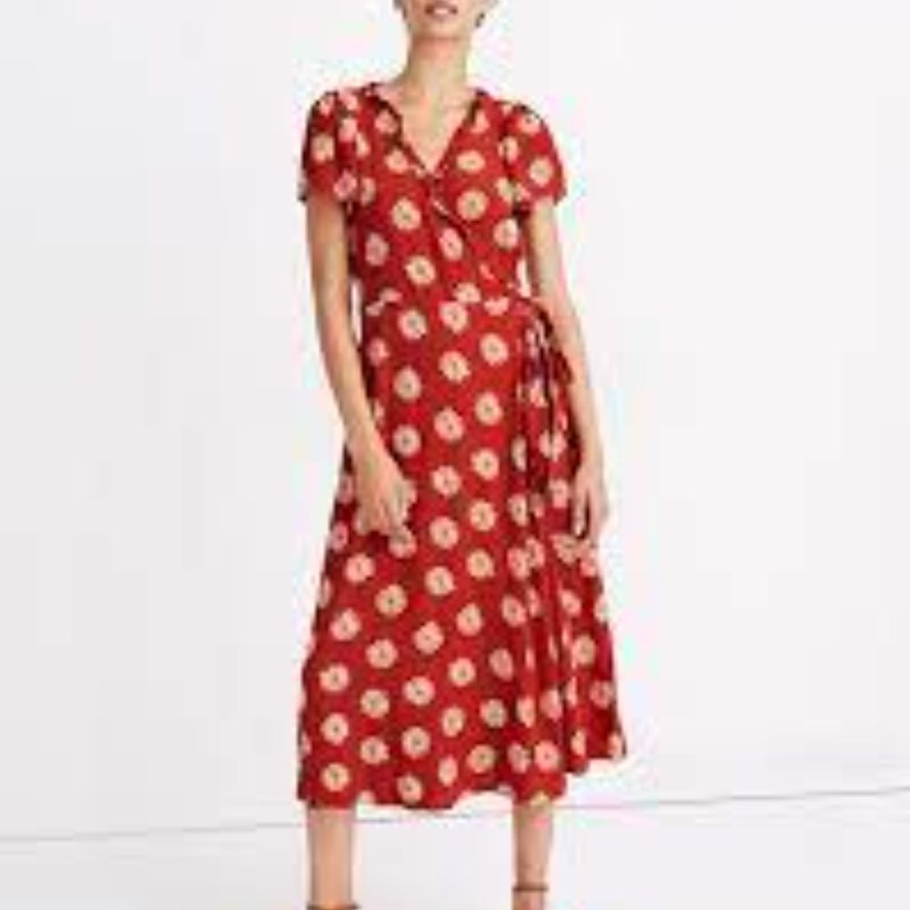 Madewell Daisy Daydream Ruffle Edge Wrap Midi Dress